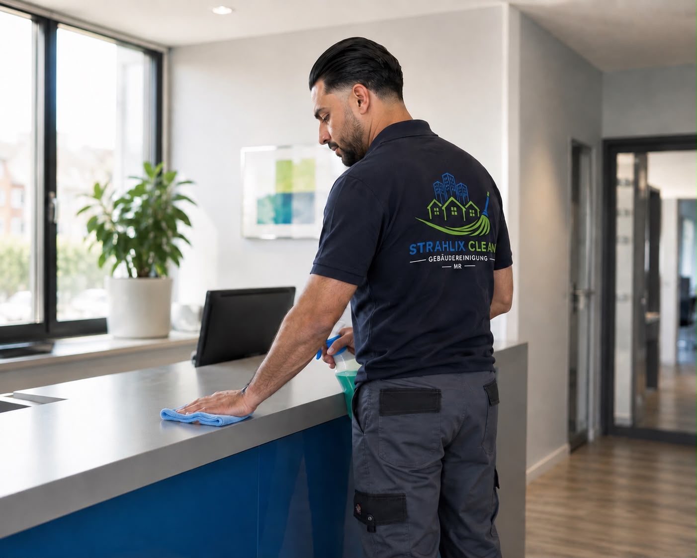 Reinigungskraft von Strahlix Clean bei der Arbeit
